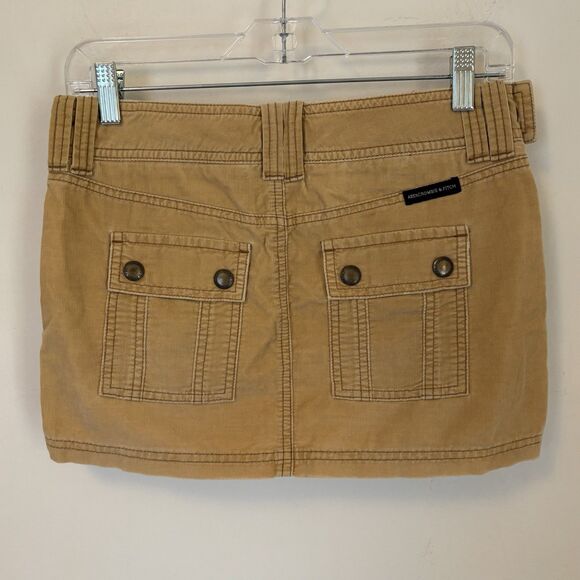 Abercrombie & Fitch Vintage Y2K Tan Corduroy Mini Micro Skirt 0 Low Rise Preppy - Picture 2 of 6